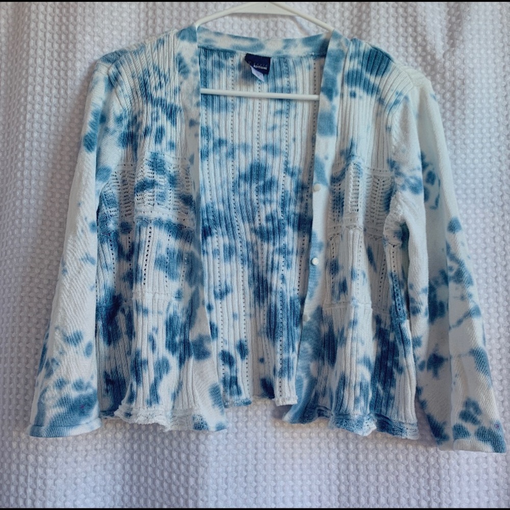 reworked blue tye dye cardigan